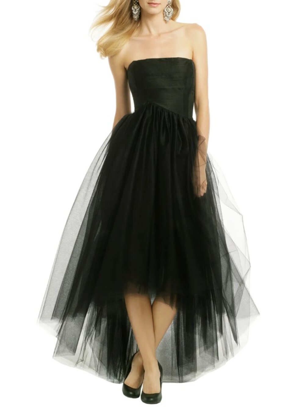 Allison Parris Grand Celebration Black Silk Tulle High Low Gown Dress 6